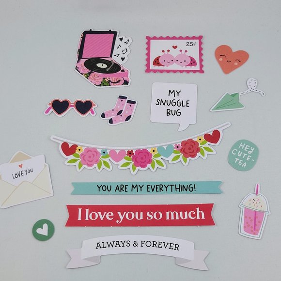 Scrapbooking Kit Valentine’s Love 6x6 Papers Die Cuts 3-D Stickers Read - Picture 3 of 6